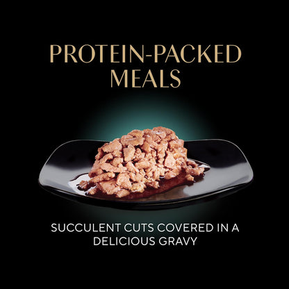HOTSheba Perfect Portions Cuts Wet Cat Food, Seafood Pack, 2.6 oz, 24 ct | Sustainable salmon & tuna with tender trout, succulent cuts in gravy, no corn or soy, snap-peel-serve twin pack trays