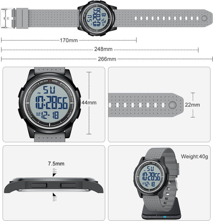 HOTGOLDEN HOUR Ultra-Thin Minimalist Sports Waterproof Digital Watches Men with Wide-Angle Display Rubber Strap Wrist Watch for Men Women