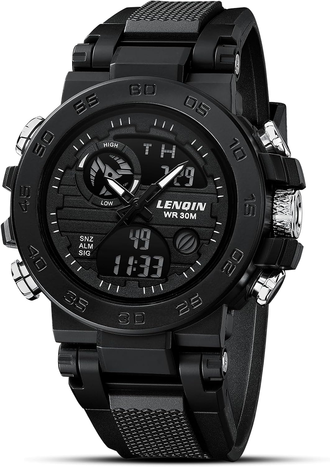 HOTLN LENQIN Mens Watches Digital Military Watch for Men Stopwatch Army Survival Tactical Sports Outdoor Big Face Waterproof Men's Wrist Watches with LED Backlight/Timer/Alarm/Date