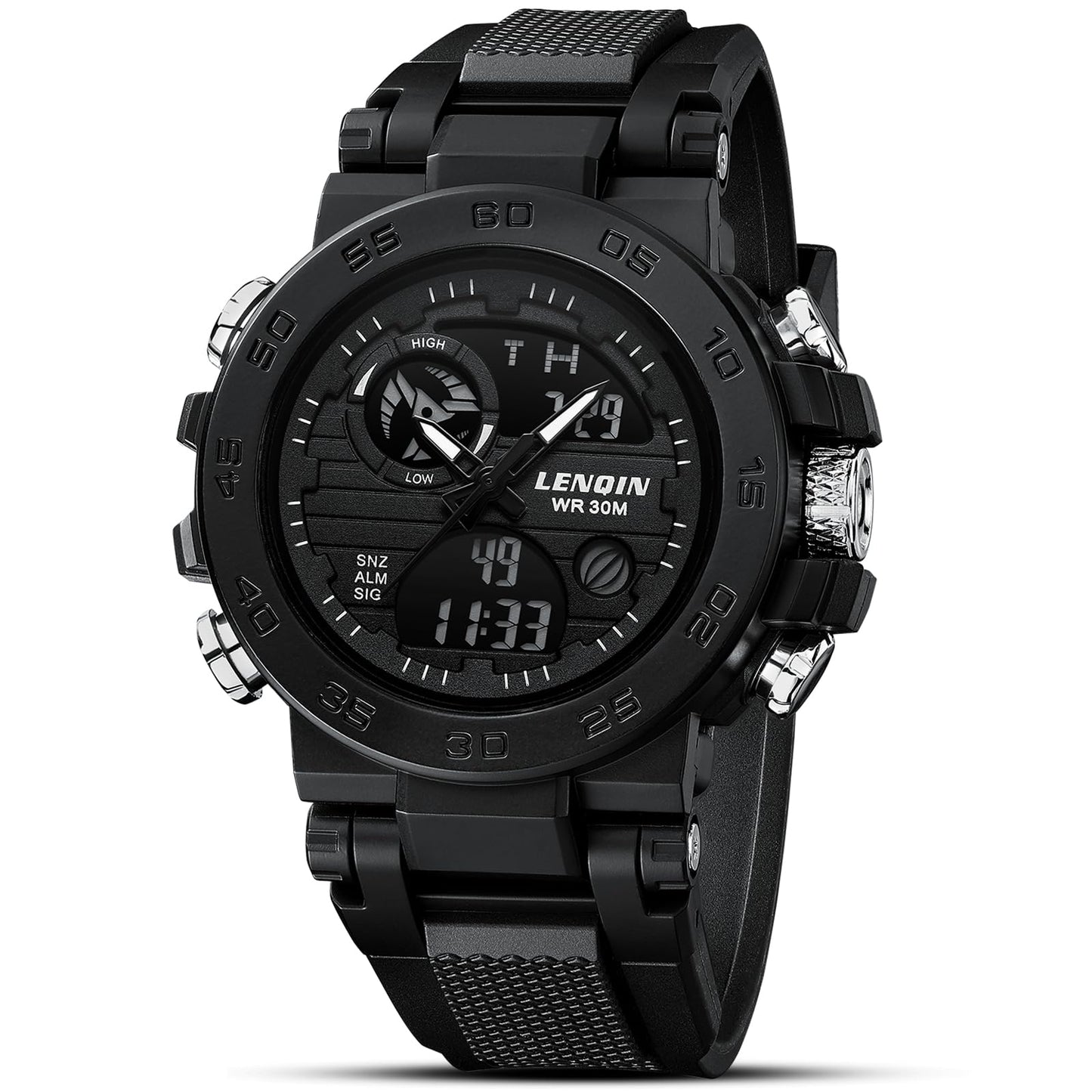 HOTLN LENQIN Mens Watches Digital Military Watch for Men Stopwatch Army Survival Tactical Sports Outdoor Big Face Waterproof Men's Wrist Watches with LED Backlight/Timer/Alarm/Date