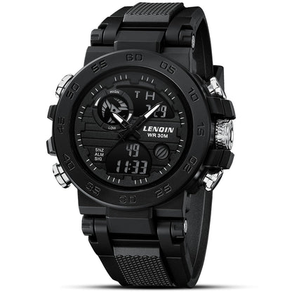 HOTLN LENQIN Mens Watches Digital Military Watch for Men Stopwatch Army Survival Tactical Sports Outdoor Big Face Waterproof Men's Wrist Watches with LED Backlight/Timer/Alarm/Date