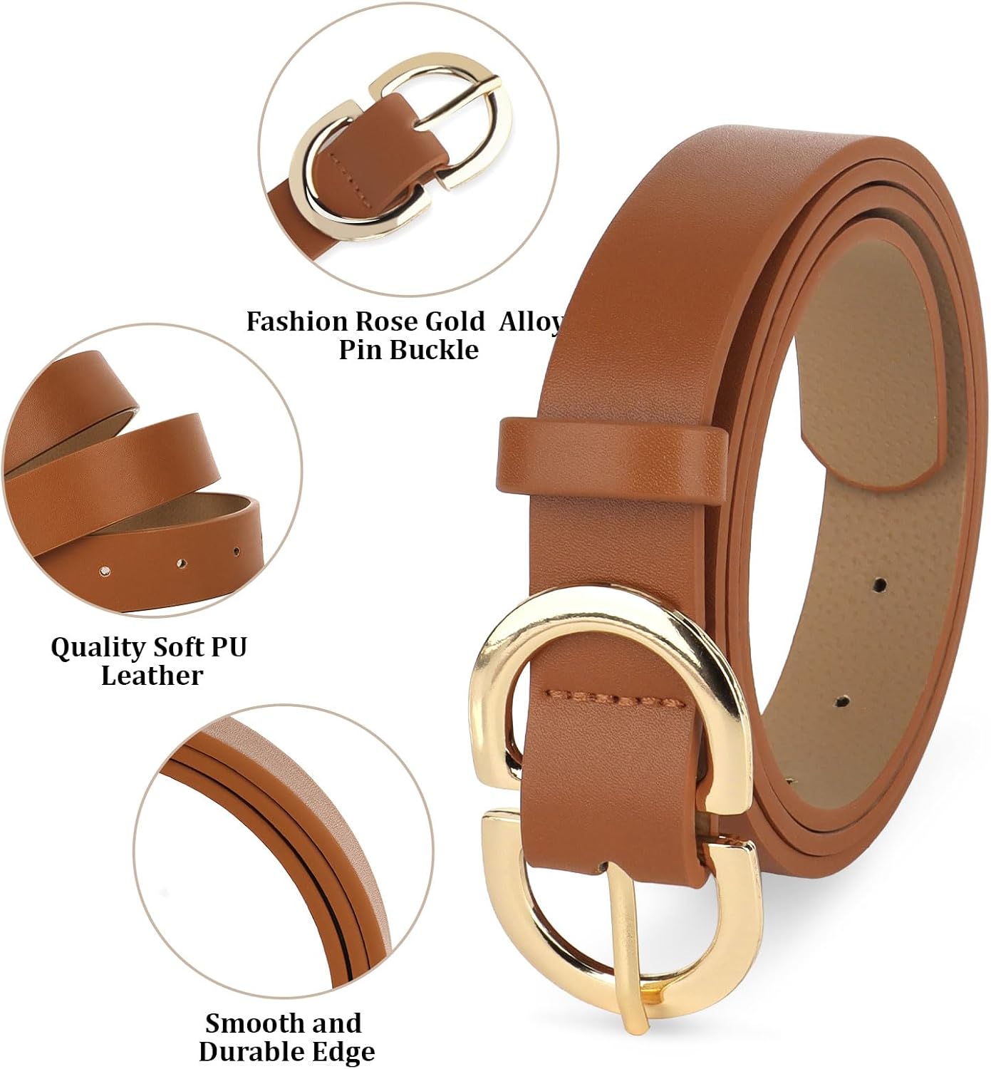 HOTYARIEW 4 Pack Leopard Belts for Women Leather Belts for Jeans Pants Ladies Dress Belt Waist Belt with Gold Buckle