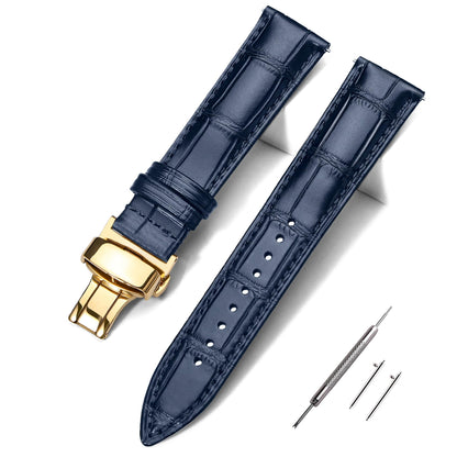 HOTEACHE Croco Design Leather Watch Bands for Men Women,Quick Release Strap with Butterfly Deployment Buckle 18mm 19mm 20mm 21mm 22mm 23mm 24mm