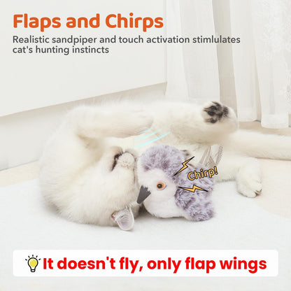 HOTPotaroma Cat Toys Flapping Bird (No Flying), Lifelike Sandpiper Chirp Tweet, Rechargeable Touch Activated Kitten Toy Interactive Cat Exercise Toys for All Breeds Cat Kicker Catnip Toys 4.0" | Lifelike Sandpiper Chirp, Touch Activated, Rechargeable Kitt