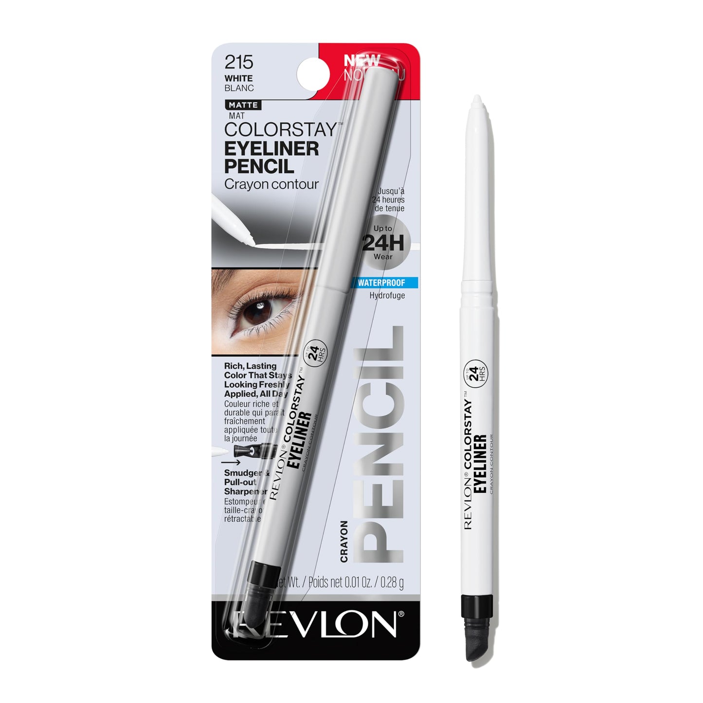 HOTRevlon ColorStay Pencil Waterproof Eyeliner, Smudge-Proof, Eye Makeup with Built-In Sharpener, Long-Lasting, Matte Finish, 201 Black, 2 pack