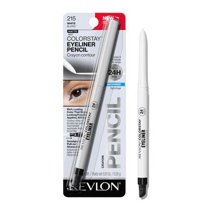 HOTRevlon ColorStay Pencil Waterproof Eyeliner, Smudge-Proof, Eye Makeup with Built-In Sharpener, Long-Lasting, Matte Finish, 201 Black, 2 pack
