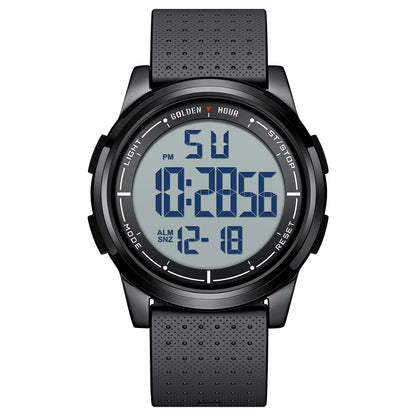 HOTGOLDEN HOUR Ultra-Thin Minimalist Sports Waterproof Digital Watches Men with Wide-Angle Display Rubber Strap Wrist Watch for Men Women