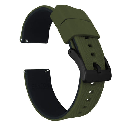 HOTBARTON Elite Silicone Watch Bands - Quick Release - Choose Strap Color & Buckle Color (Stainless Steel, Black PVD or Gunmetal Grey) - 18mm, 20mm, 22mm & 24mm Watch Straps