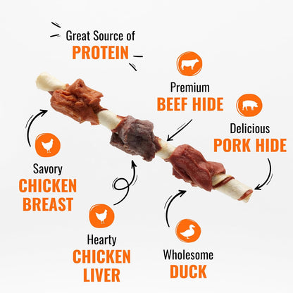 HOTGood 'n' Fun Kabobs Long-Lasting Dog Treat Made With Real Protein, 48 oz | Premium Chicken, Pork and Beef Hide Chew, Supports Dental Health and Mental Stimulation, For Adult Dogs