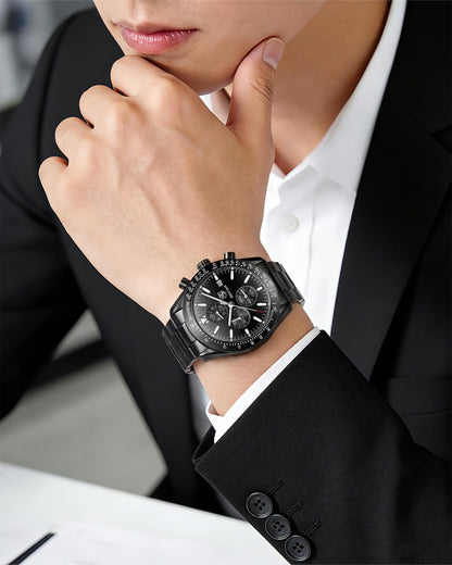 HOTBENYAR Watch for Men Analog Quartz Chronograph Waterproof Luminous Designer Mens Wrist Watches Business Work Sport Casual Dress Watch with Silicone Strap Elegant Gifts for Men