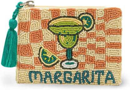 HOTAmerica & Beyond Margarita Beaded Coin Pouch, Multicolor, 5 x 3.5 Inches, Tassel Zipper