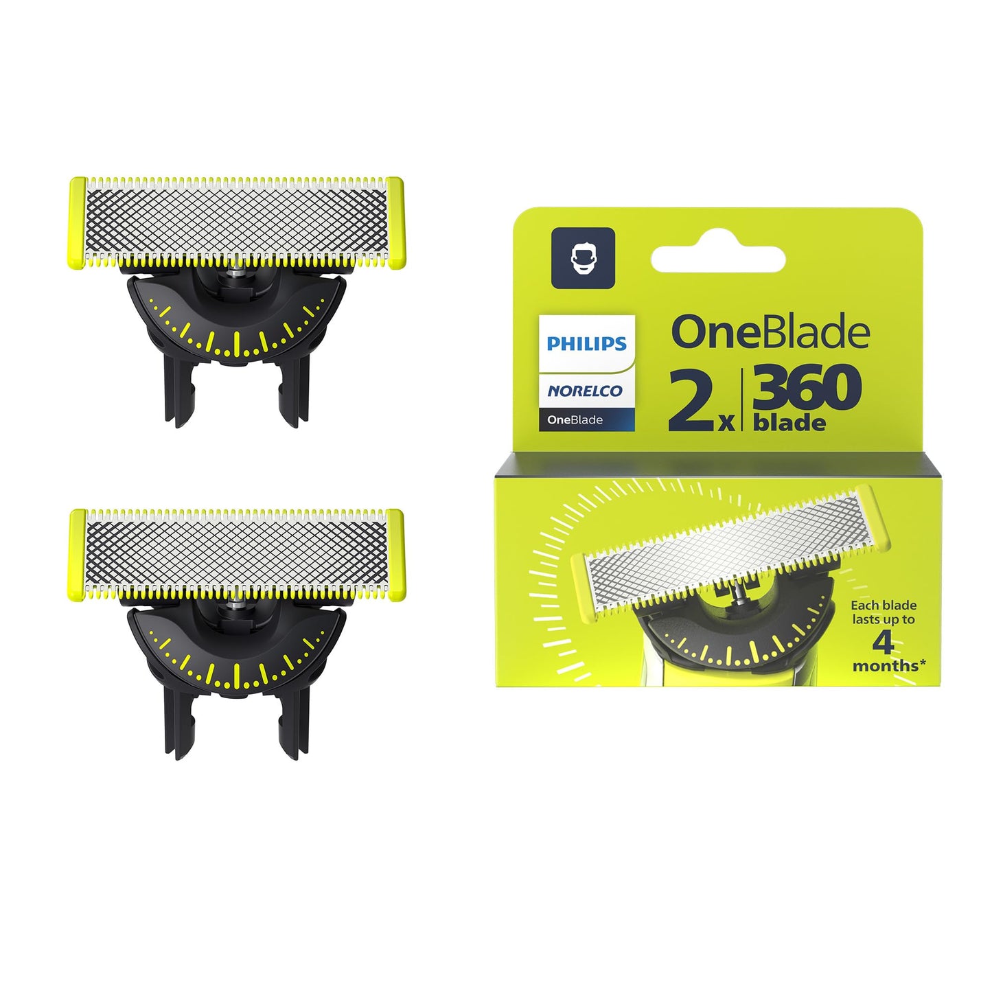 HOTPhilips Norelco OneBlade 360 Blades, Genuine Replacement Blades for OneBlade Electric Shaver and Trimmer, Durable Stainless Steel, Trim, Edge and Shave, 3 Pack, QP430/80