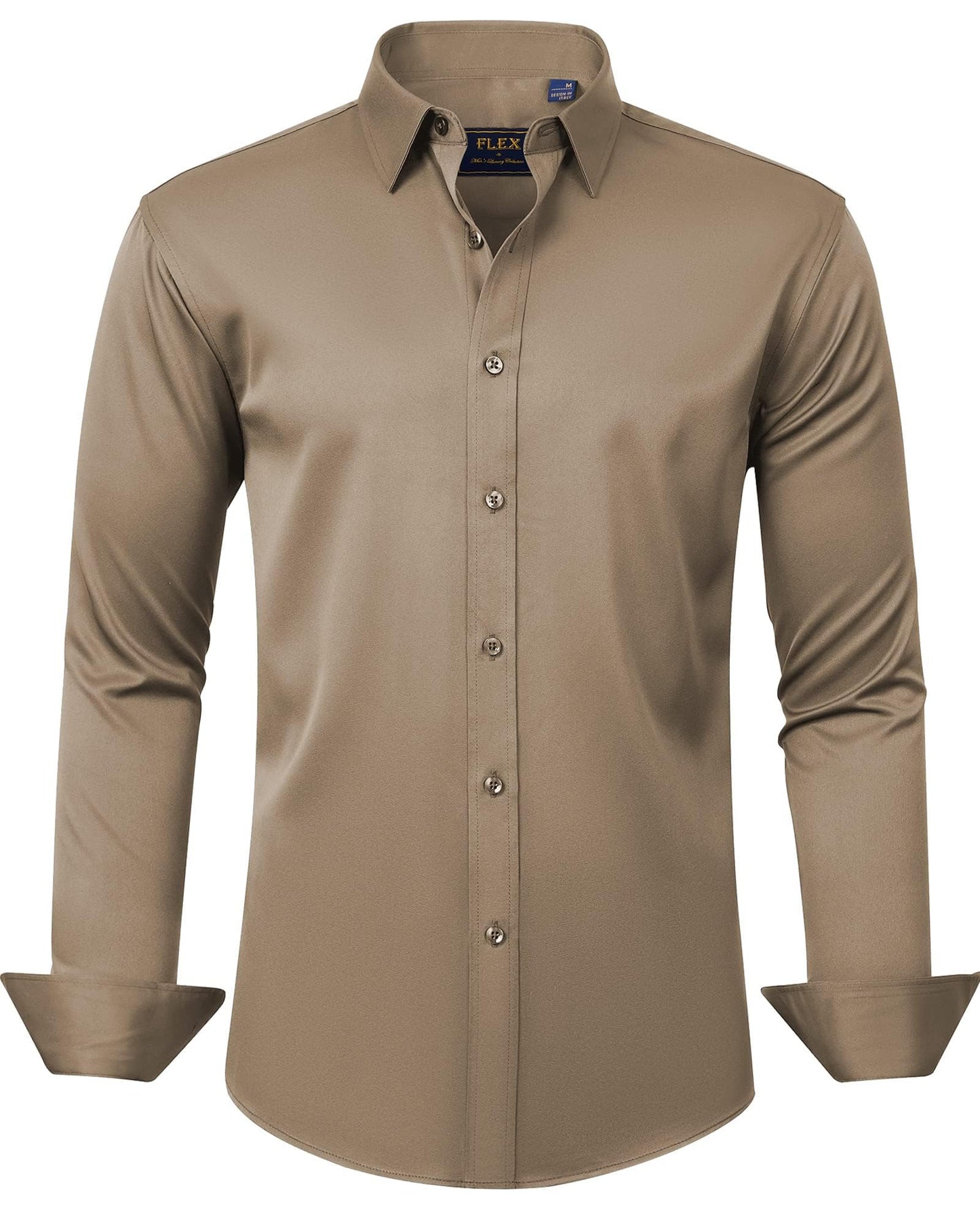 HOTJ.VER Men's Dress Shirts Solid Long Sleeve Stretch Wrinkle-Free Formal Shirt Business Casual Button Down Shirts