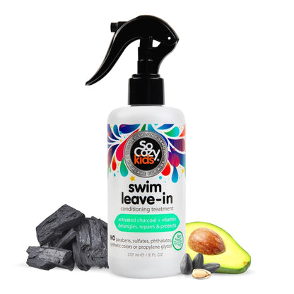 HOTSoCozy Kids Swim 3-in-1 Shampoo, Conditioner & Body Wash - 3-in-1 Combo Pool Shampoo & Conditioner for Swimmers - Salt & Chlorine Removing Activated Charcoal