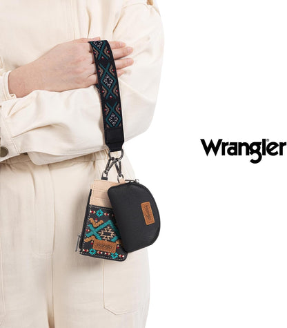 HOTWrangler Western Keychain Wristlet Wallets for Women Retro Dual Pouch Wristlet Credit Card Holder Wallet with Zipper Pocket WG2214-W0051BK