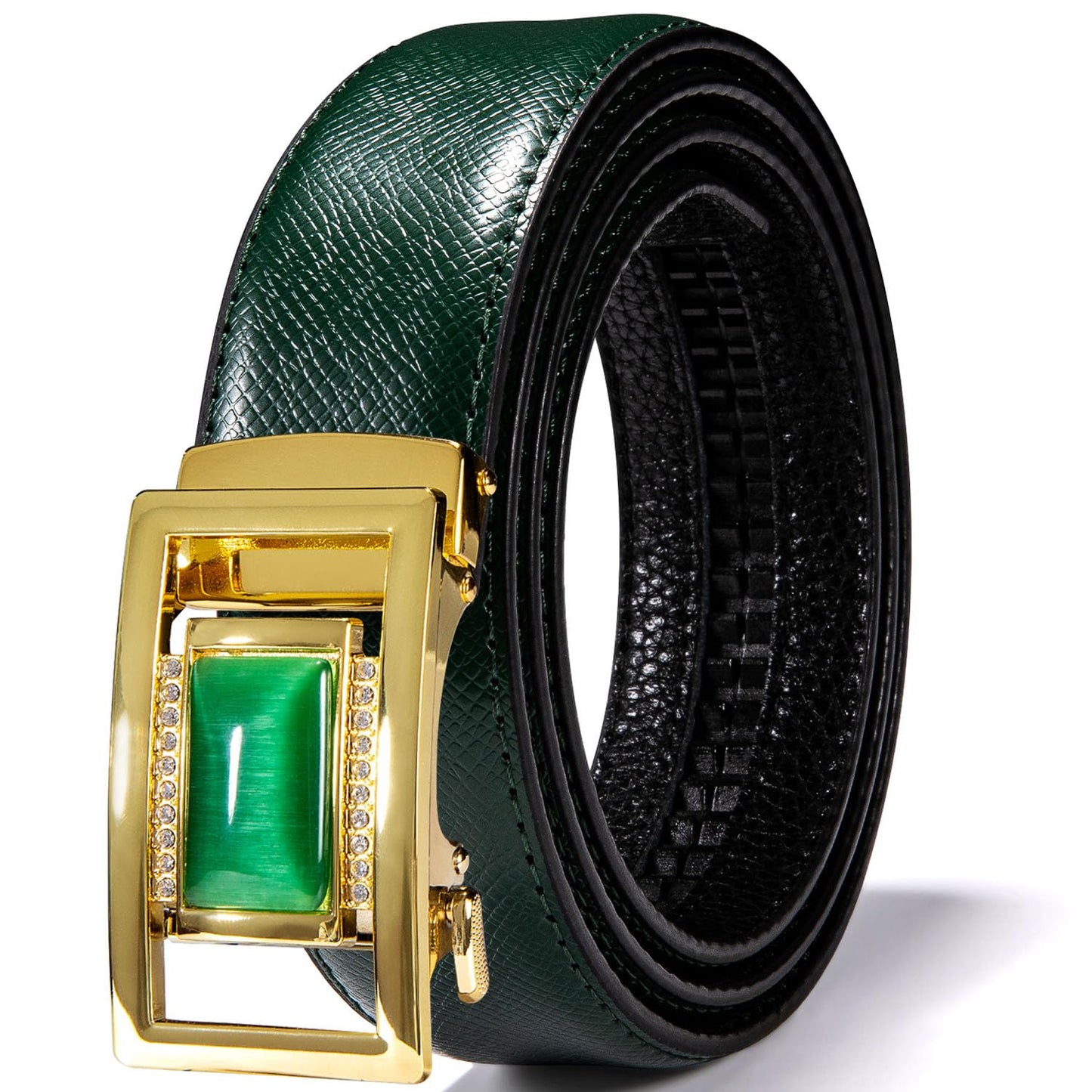 HOTDubulle Designer Mens Belts, Sliding Automatic Buckle Ratchet Dress Belt TOP Genuine Leather Strap Gifts