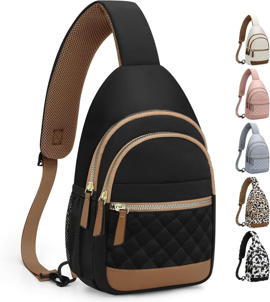 HOTCapolo Sling Bag for Women Men Waterproof Crossbody Bags for Women Trendy Casual Fanny Pack with Convertible Shoulder Strap Chest Bag for Travel Hiking(Black, Large)