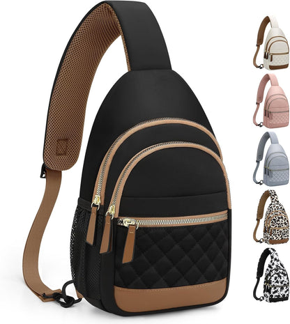 HOTCapolo Sling Bag for Women Men Waterproof Crossbody Bags for Women Trendy Casual Fanny Pack with Convertible Shoulder Strap Chest Bag for Travel Hiking(Black, Large)