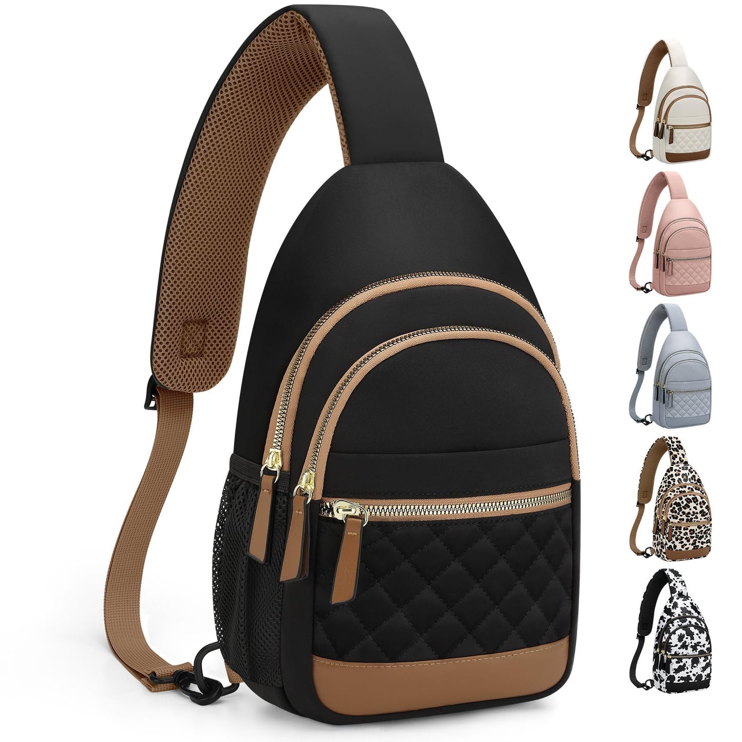 HOTCapolo Sling Bag for Women Men Waterproof Crossbody Bags for Women Trendy Casual Fanny Pack with Convertible Shoulder Strap Chest Bag for Travel Hiking(Black, Large)