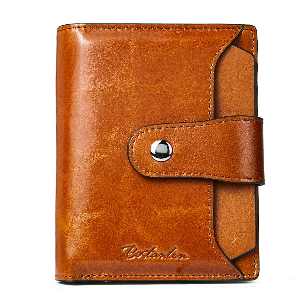 HOTBOSTANTEN Women Leather Wallet RFID Blocking Bifold Zipper Pocket Wallet Card Case Purse with ID Window