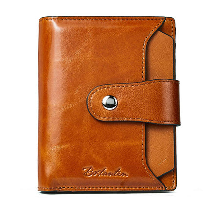 HOTBOSTANTEN Women Leather Wallet RFID Blocking Bifold Zipper Pocket Wallet Card Case Purse with ID Window