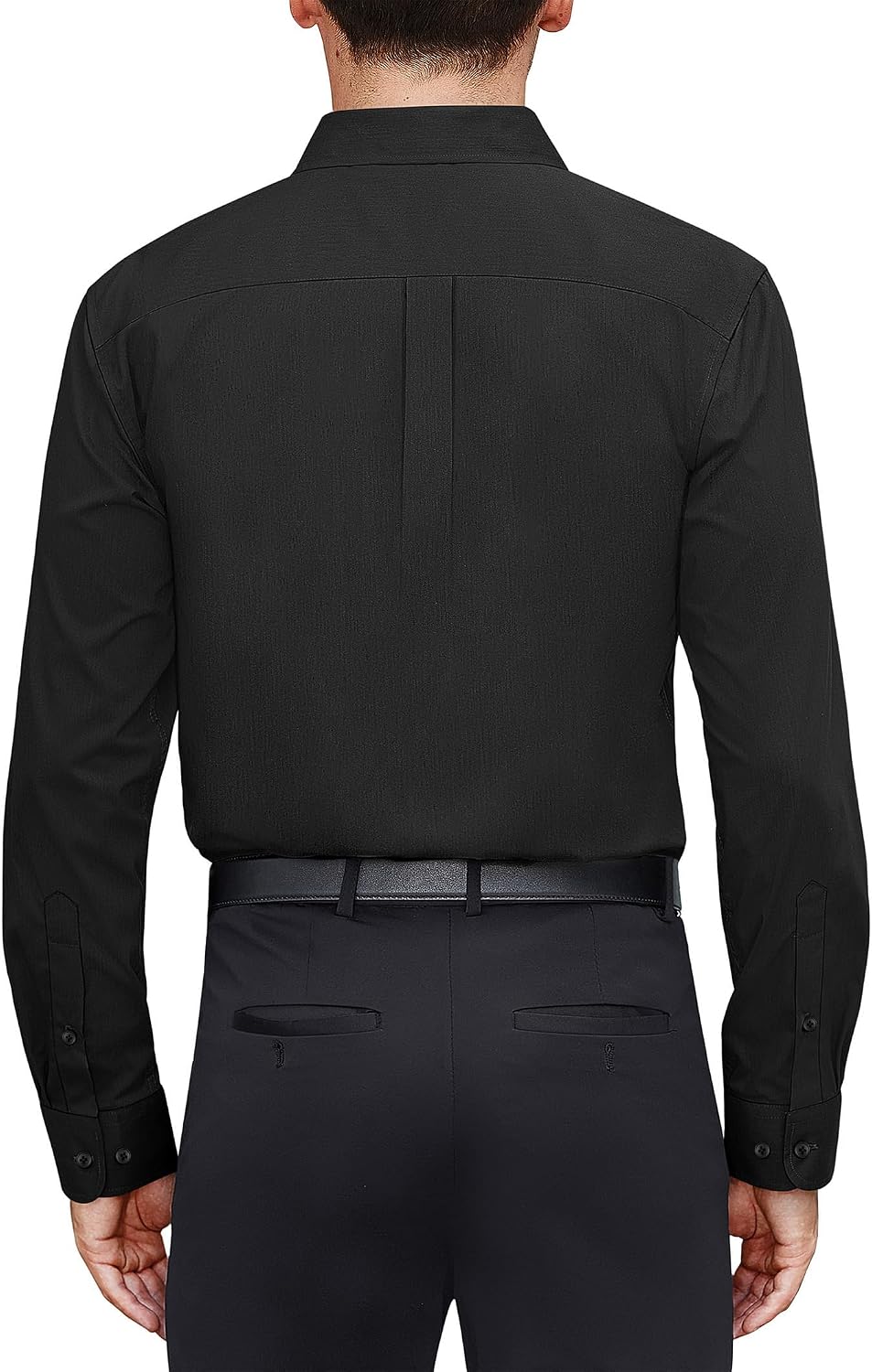 HOTJ.VER Men's Dress Shirts Stretch Stain Shield Long Sleeve Solid Formal Shirt Business Casual Button Down Shirts