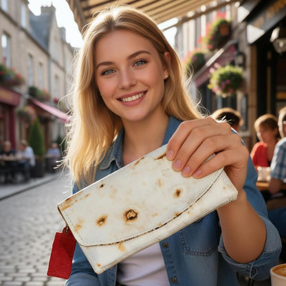 HOTThe Burrito Wallet with Foil Bag, Giant Tortilla Leather Purse, Slim Stylish Travel Card Holder Organizer with Zipper Pocket, Novelty Storage Wrap (2pcs)