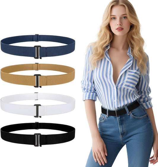 HOTJASGOOD 3/4/5/6 Pack No Show Stretch Belts for Women Invisible Elastic Belt for Jeans Pants Shirt Sweater Tuck Band