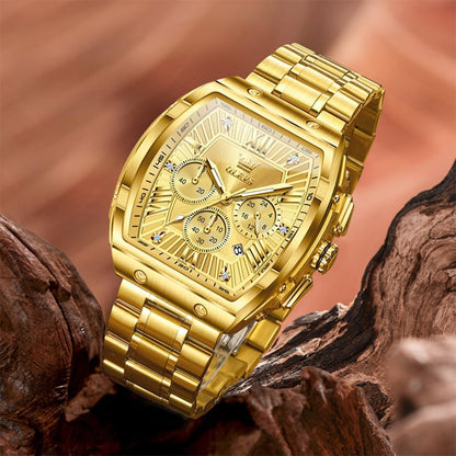 HOTOLEVS Mens Watches Analog Quartz Chronograph Square Dress Watch for Man Stainless Steel or Leather Band Waterproof Luminous Date Male Watch