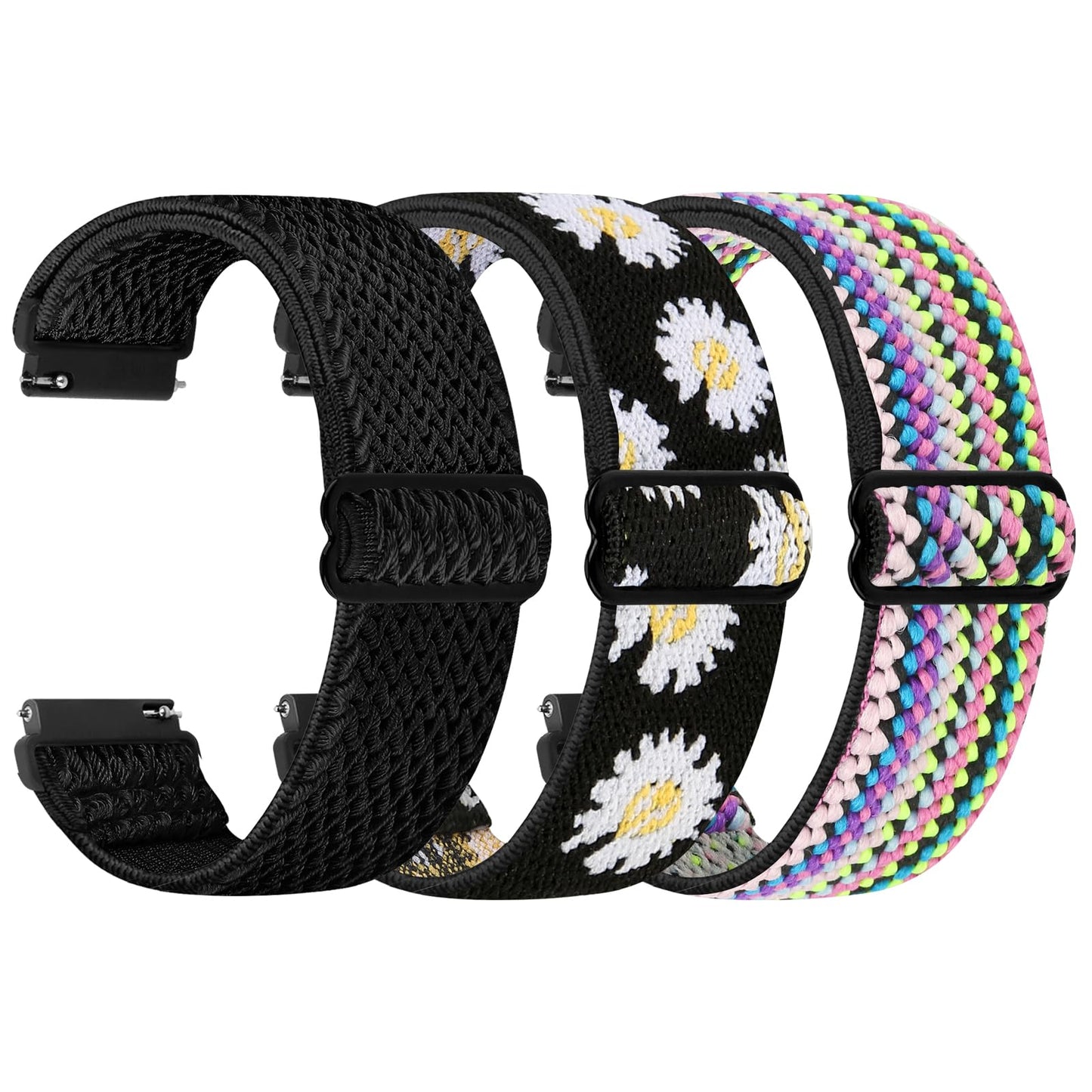 HOTTumpCez Quick Release Watch Band - Choice of Width -18mm 19mm 20mm 22mm 24mm Watch Bands, Solo Loop Adjustable Elastic Nylon Watch Straps Replacement Wristband for Men Women