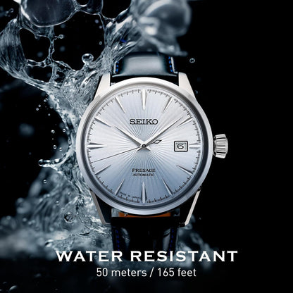 HOTSEIKO Presage Cocktail Time Automatic Watch for Men | Patterned & Gradated Dial, Golden Numerals and Date Calendar, 50m Water-Resistant, 41-Hour Power Reserve