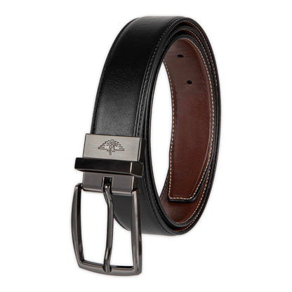 HOTDOCKERS Men's Two-in-one Reversible Rotative Buckle Everyday Casual Dress Belt (Regular and Big & Tall Sizing)