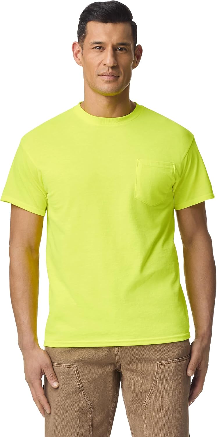HOTGildan Unisex Adult DryBlend Workwear T-Shirts with Pocket, 2-Pack
