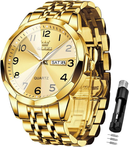 HOTOLEVS Watch for Men Simple Business Dress Analog Stainless Steel Waterproof Luminous Date Easy Read Men Wrsit Watch