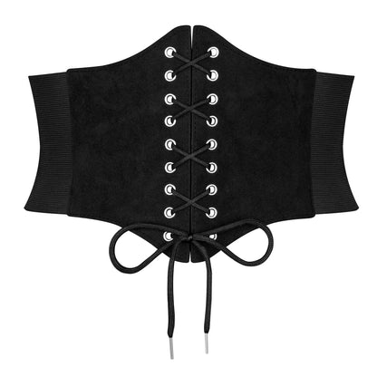 HOTJASGOOD Women’s Elastic Costume Waist Belt Lace-up Tied Waspie Corset Belts for Women