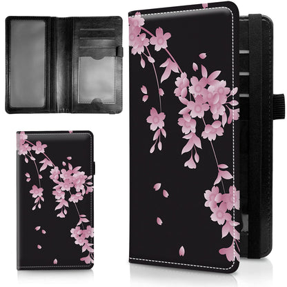 HOTLeather Checkbook Covers for Personal Checkbook Check book Holder Cover Wallets for Women Men,RFID-Blocking Slim Checkbook Cover for Duplicate Checks with Elastic Strap,Flowers Dancing Butterflies
