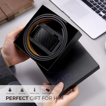 HOTZitahli Belt Men,Leather Ratchet Belt for Men Dress Casual Every Day with Adjustable Buckle,Trim to Fit For Gift