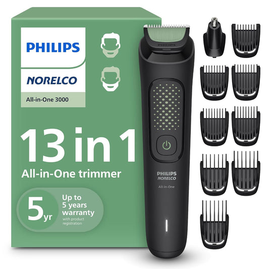 HOTPhilips Norelco All-in-One 3000 Series 13 in 1 Trimmer, Beard Styler & Men's Hair Clipper, 9 Length Settings & Self-Sharpening Skin-Friendly Blades, MG3919/50