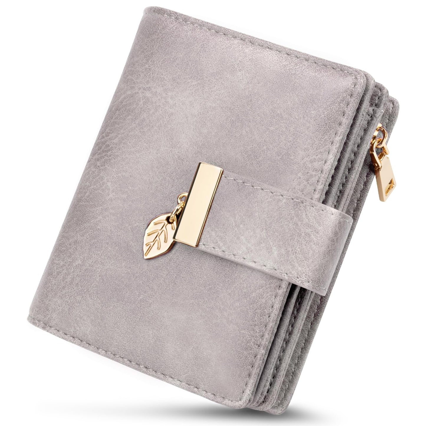 HOTHUANLANG Small Wallets for Women Rfid Blocking Leather Bifold Credit Card Holder Ladies Wallet Zipper Pocket with ID Window