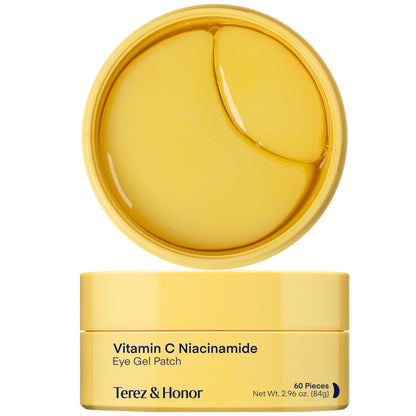 HOTTerez & Honor Under Eye Patches for Dark Circles - 60 Korean Hydrogel Masks for Puffiness, Bags, Wrinkle with Caffeine, Hyaluronic Acid, Niacinamide - Undereye Hydrating & Cooling, Vegan, No Fragrance