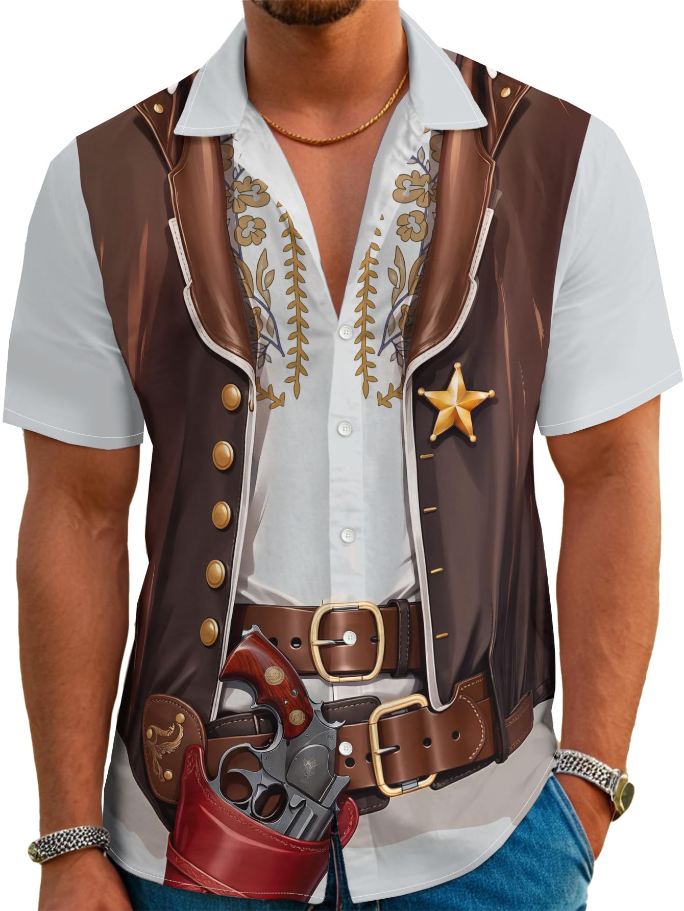HOTDFZ Funny Hawaiian Shirts for Men Summer Beach Short Sleeve Button Down Shirt Theme Party Shirt
