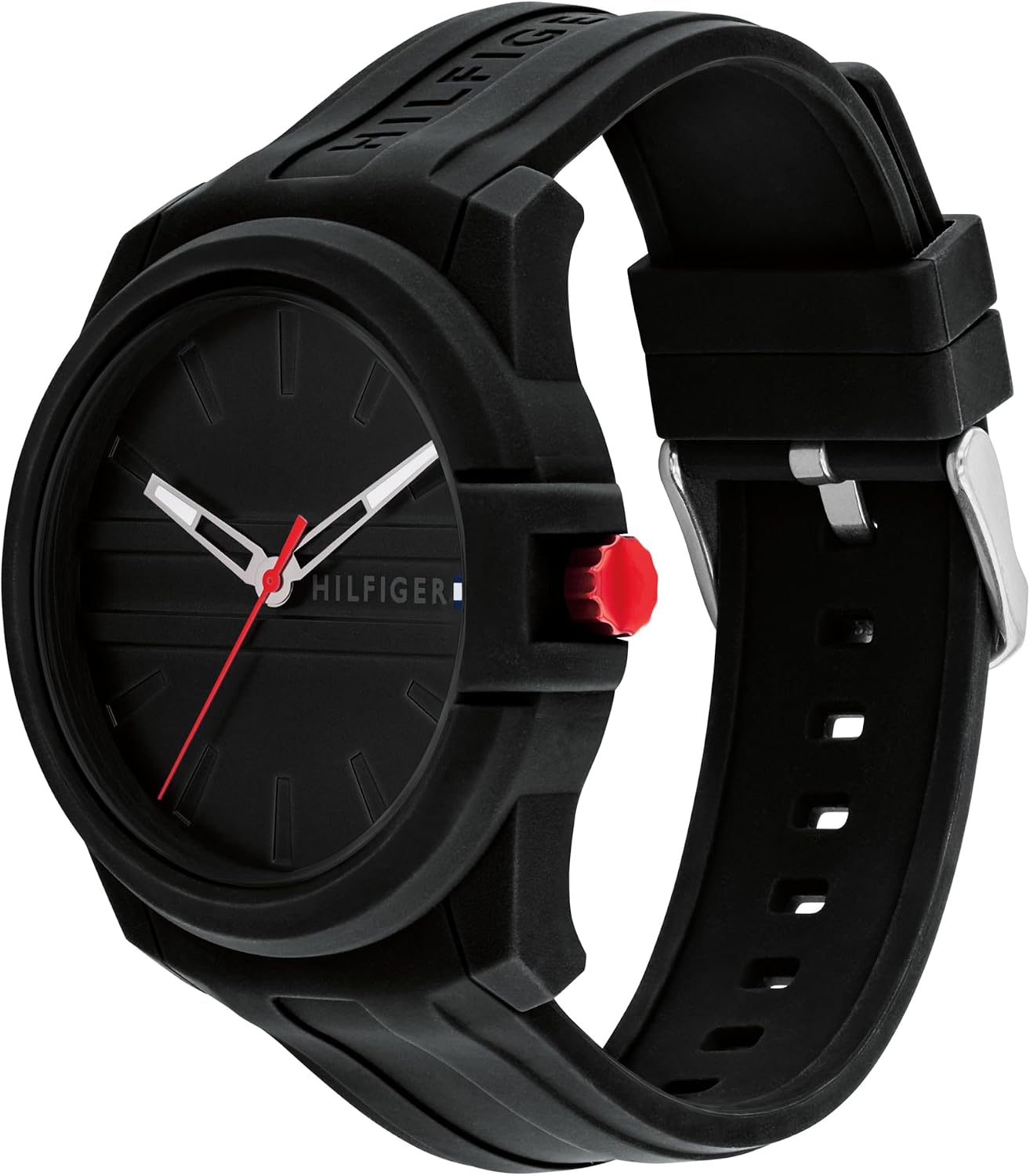 HOTTommy Hilfiger Men's 3-Hand Quartz Watch – Casual Sport Style, Silicone Strap, Water-Resistant to 50 Meters, Everyday Fashion Wristwatch, Gift for Him - 44mm