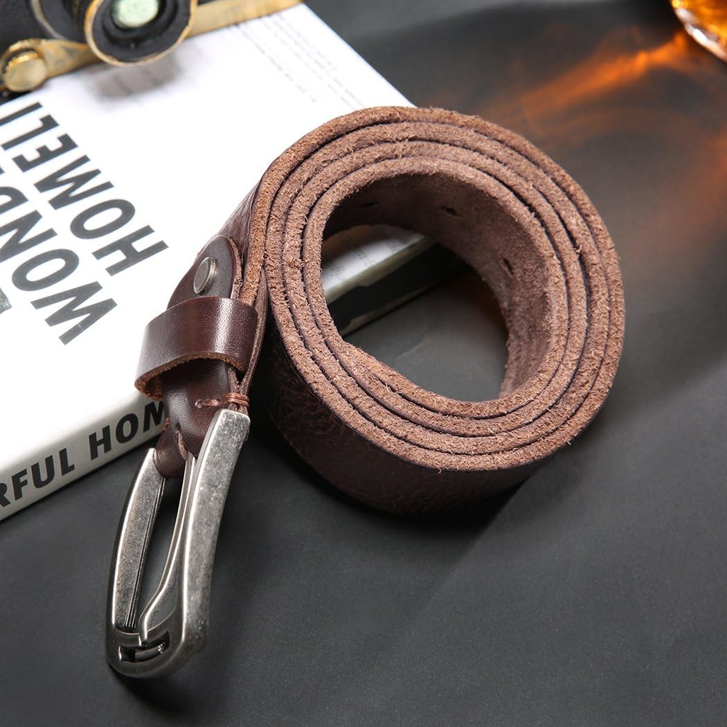 HOTKEECOW Men's 100% Italian Cow Leather Belt Men With Anti-Scratch Buckle,Packed in a Box