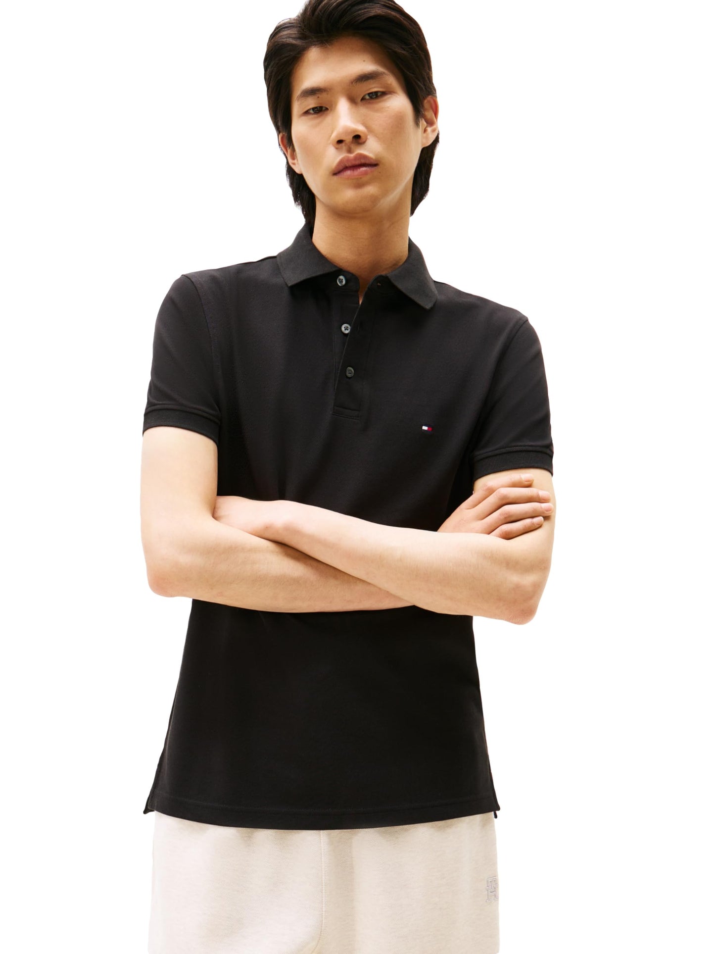 HOTTommy Hilfiger Men's Short Sleeve Polo Shirts in Slim Fit with Stretch and Organic Pique Cotton