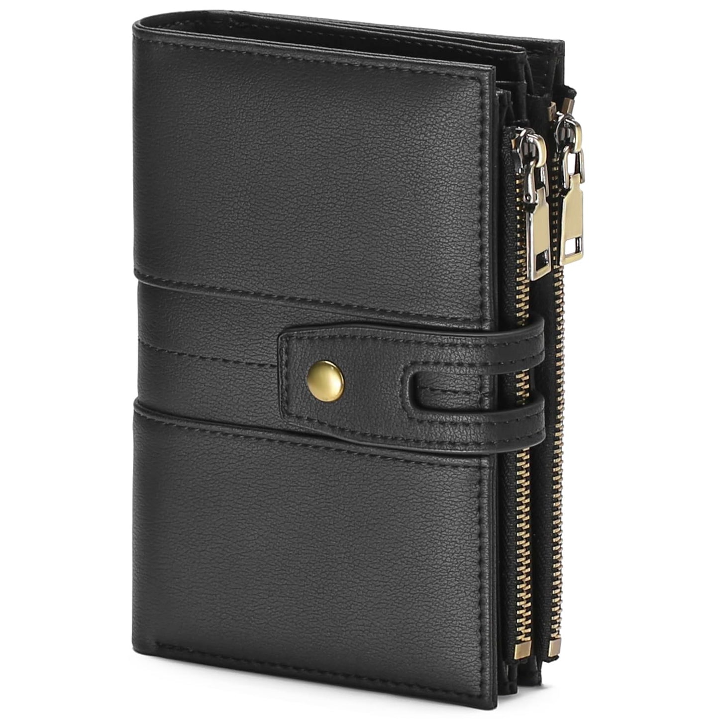 HOTGAEKEAO Wallets for Women Leather RFID Blocking Bifold Double Zipper Pockets Wallet Card Case Purse with 4 ID Windows