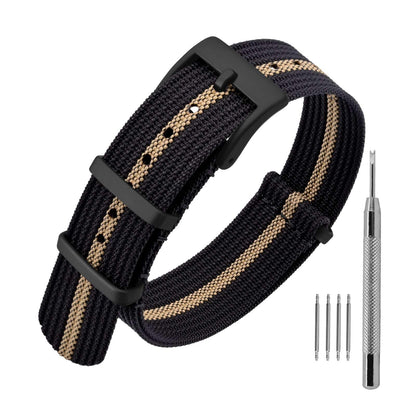 HOTANNEFIT Nylon Watch Band 16mm 18mm 20mm 22mm, One-Piece Waterproof Military Watch Straps with Heavy Buckle