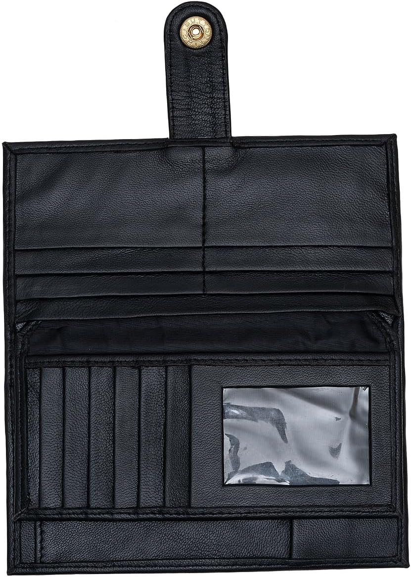 HOTWomen’s Genuine Leather Wallet – Slim Design with Secure Snap Multiple - Card Slots & Interior Zipper Pocket (Ladies Wallet Black)