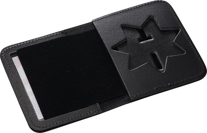 HOTPerfect Fit Shield Wallets 7 Point Star San Francisco Corrections Arizona | Style Badge and ID Case Bi-Fold Hidden Badge Wallet (Cutout PF-382) Black Leather