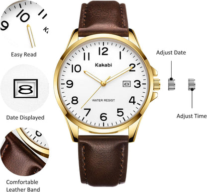 HOTWatch for Men, Fashion Minimalist Wrist Watch Waterproof Quartz Analog Date with Leather Strap