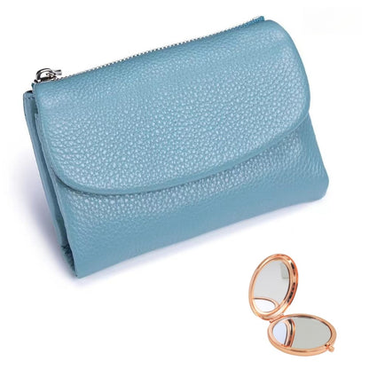 HOTUnisex Pebble Leather Wallet, Multicolor Genuine Leather Short Wallets for Women & Men, Small Full Grain Coin Purse with Credit Card Holder for Coins and Cards (#12)
